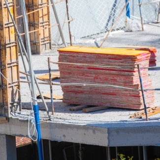 Work material in the construction of a building 