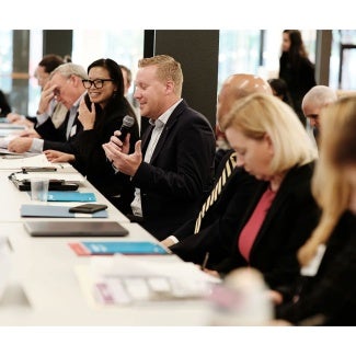 Matt Toddy, AIA, chair of AIA's Government Affairs Committee, speaks during the AIA Housing Summit.