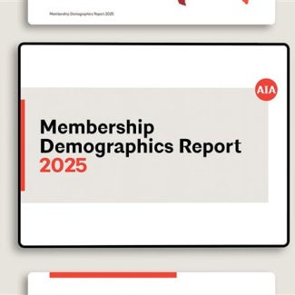 Graphic showing pages of AIA Membership Demographics Report 2025
