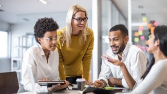 Diverse team working together