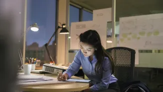 Woman working at desk