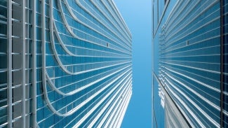 Glass wall of building