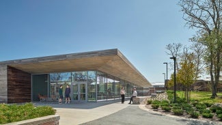 This one and a half-story building accommodates STEM teaching laboratories with related support areas—offices for faculty, staff and administrators, a lecture hall and classroom, student study areas and building operations support spaces.