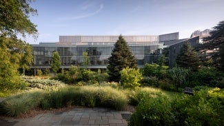 Singer Hall serves as backdrop to Swarthmore College’s expansive Nason Garden enhancing its prominence as an important destination in the arboretum campus.