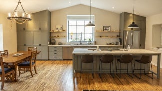 Interior of straw bale construction home 