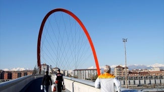 red steel olympic arch turin italy