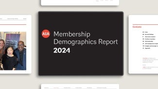 Collage of pages from the AIA Membership Demographics Report 2024