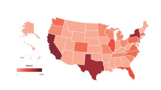 Map showing AIA domestic membership counts by state.