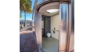 The new AmeniPODS replace the former restroom kiosks, using existing plumbing and electrical infrastructure, thus reducing costs and making installation easier and faster.