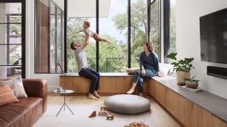 The design team created a smart floor plan with ample storage for the everyday activities of an active, young family