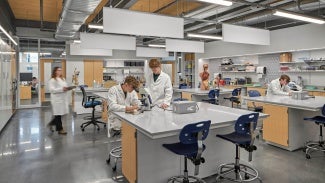 Flexing the labs between science instruction and standard classroom instruction allows the College to maximize the use of their most efficient building.