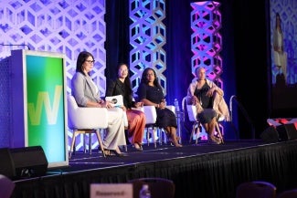 Day 3 WLS keynote featuring Jen Johnson of Construct Connect; AIA 2025 president elect Evelyn Lee; Danielle Tillman, managing principal of BKL Architecture