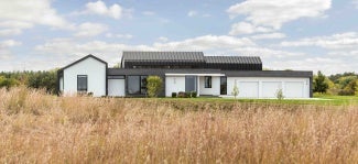 Exterior of contemporary prairie home by Christopher Strom Architects