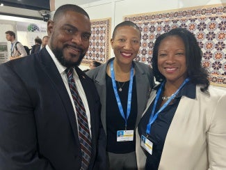 aia ceo/evp Lakisha Ann Woods with AIA 2024 president Kimberly Dowdell (center) and mayor Hollies J. Winston of Brooklyn Park, Minnesota