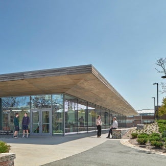 This one and a half-story building accommodates STEM teaching laboratories with related support areas—offices for faculty, staff and administrators, a lecture hall and classroom, student study areas and building operations support spaces.