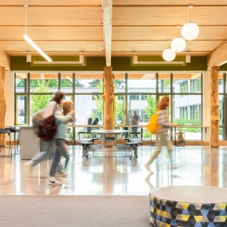 Shown to create improved learning outcomes, the connection to biophilic elements within the building’s “loop” circulation, material palette, and performance re-enforces a connection to nature.