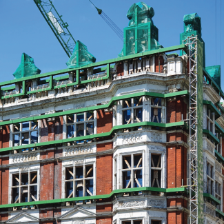 Victorian building in London under renovation.