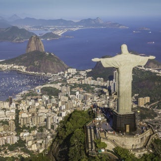 Christ the Redeemer statue overlooking Rio Di Janeiro, Brazil