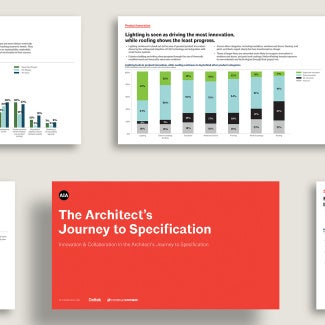 Graphic showing pages of The Architect’s Journey to Specification 2026